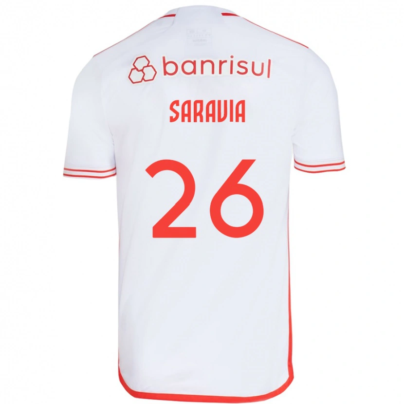 Danxen Mulher Camisola Saravia #26 Branco Vermelho Alternativa 2025/26 Camisa