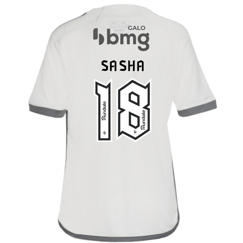 Danxen Mulher Camisola Eduardo Sasha #18 Branco Sujo Alternativa 2025/26 Camisa