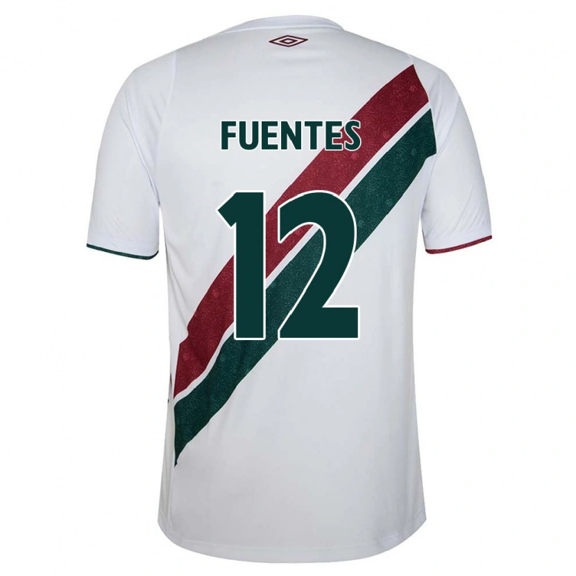Danxen Mulher Camisola Gabriel Fuentes #12 Branco Verde Bordô Alternativa 2025/26 Camisa