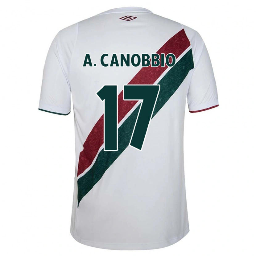 Danxen Mulher Camisola Agustín Canobbio #17 Branco Verde Bordô Alternativa 2025/26 Camisa