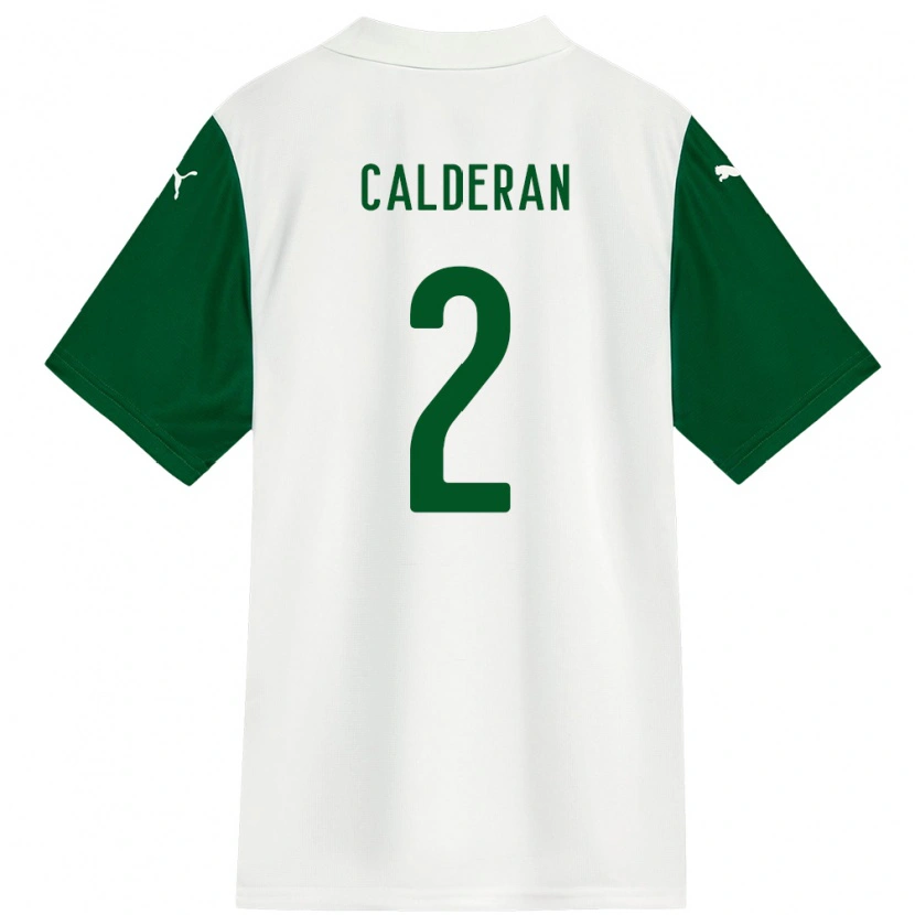 Danxen Mulher Camisola Bruna Calderan #2 Branco Verde Alternativa 2025/26 Camisa