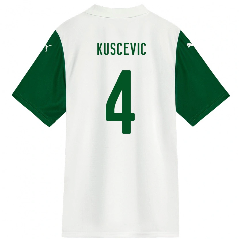 Danxen Mulher Camisola Benjamin Kuscevic #4 Branco Verde Alternativa 2025/26 Camisa
