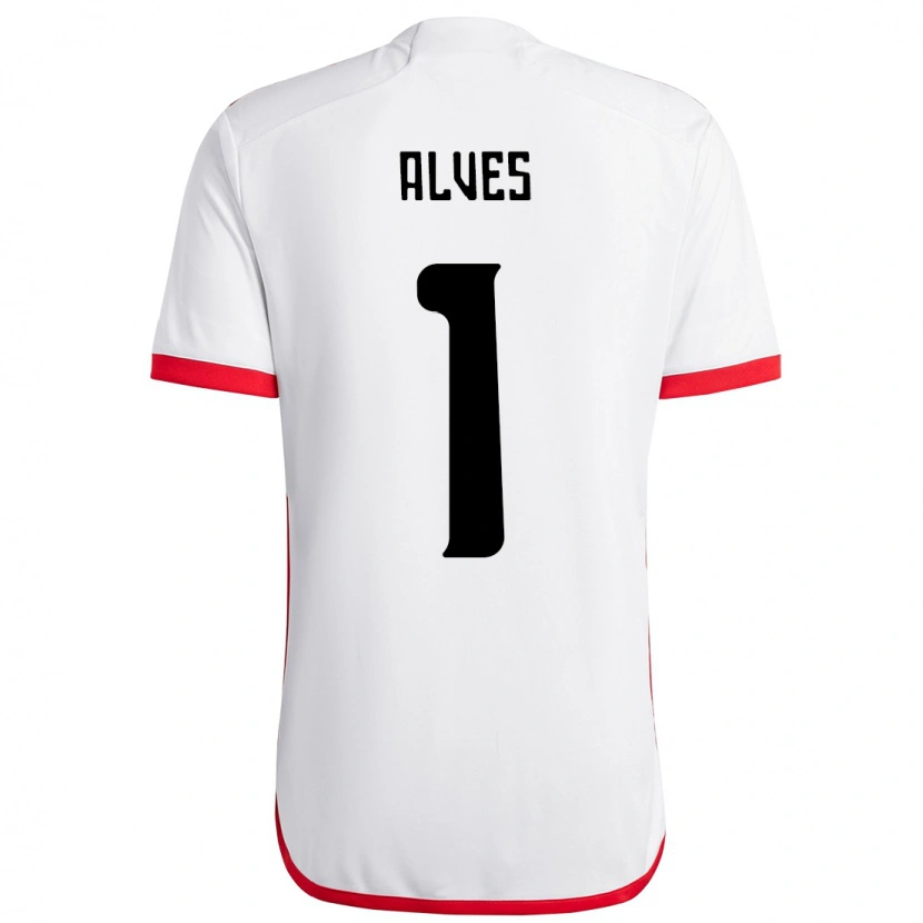 Danxen Mulher Camisola Diego Alves #1 Branco Vermelho Alternativa 2025/26 Camisa