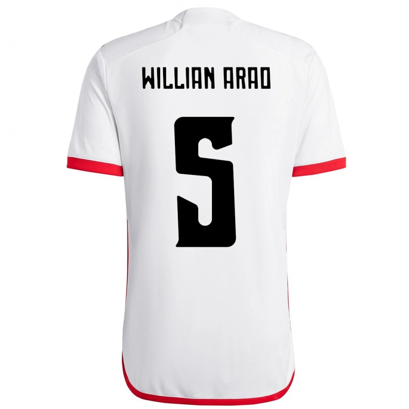 Danxen Mulher Camisola Willian Arao #5 Branco Vermelho Alternativa 2025/26 Camisa