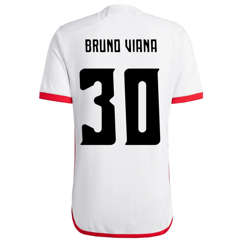 Danxen Mulher Camisola Bruno Viana #30 Branco Vermelho Alternativa 2025/26 Camisa