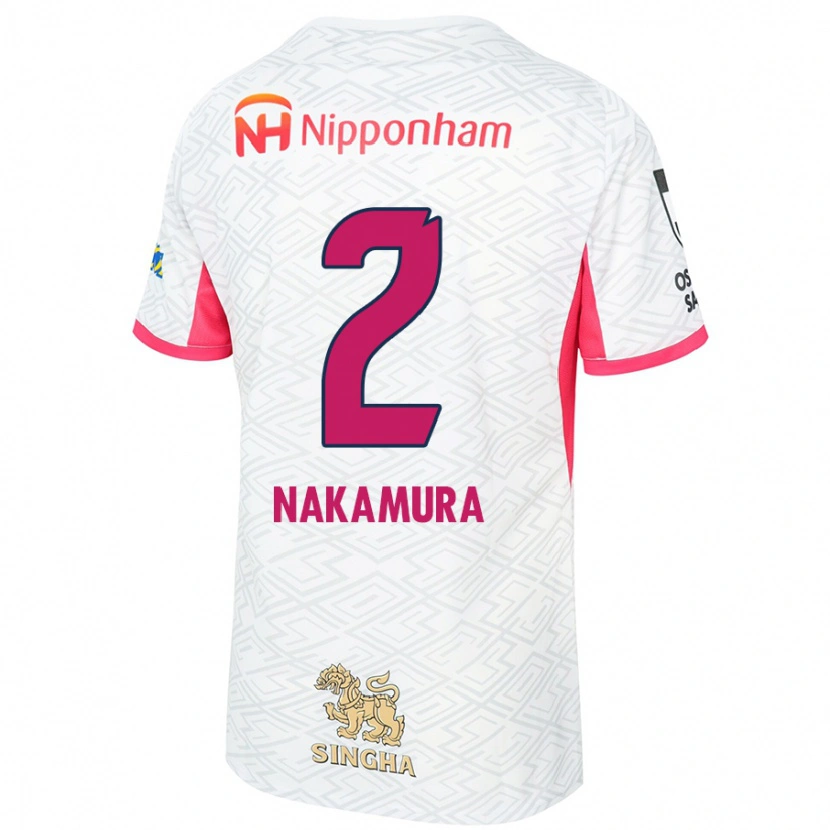 Danxen Mulher Camisola Takumi Nakamura #2 Branco Rosa Sakura Alternativa 2025/26 Camisa