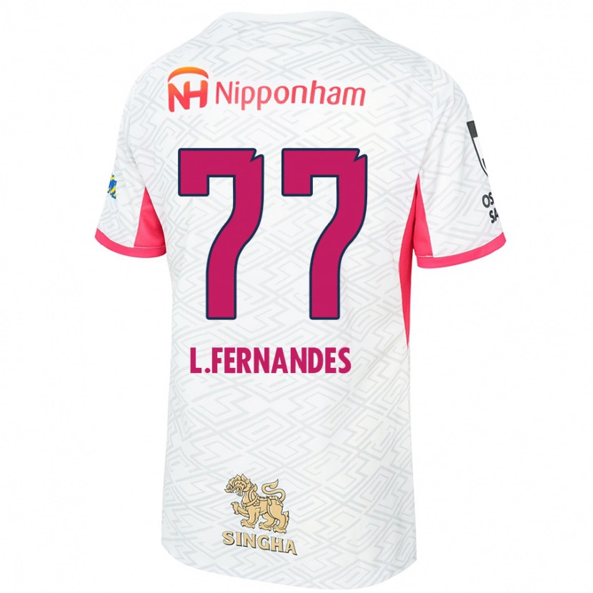 Danxen Mulher Camisola Lucas Fernandes #77 Branco Rosa Sakura Alternativa 2025/26 Camisa