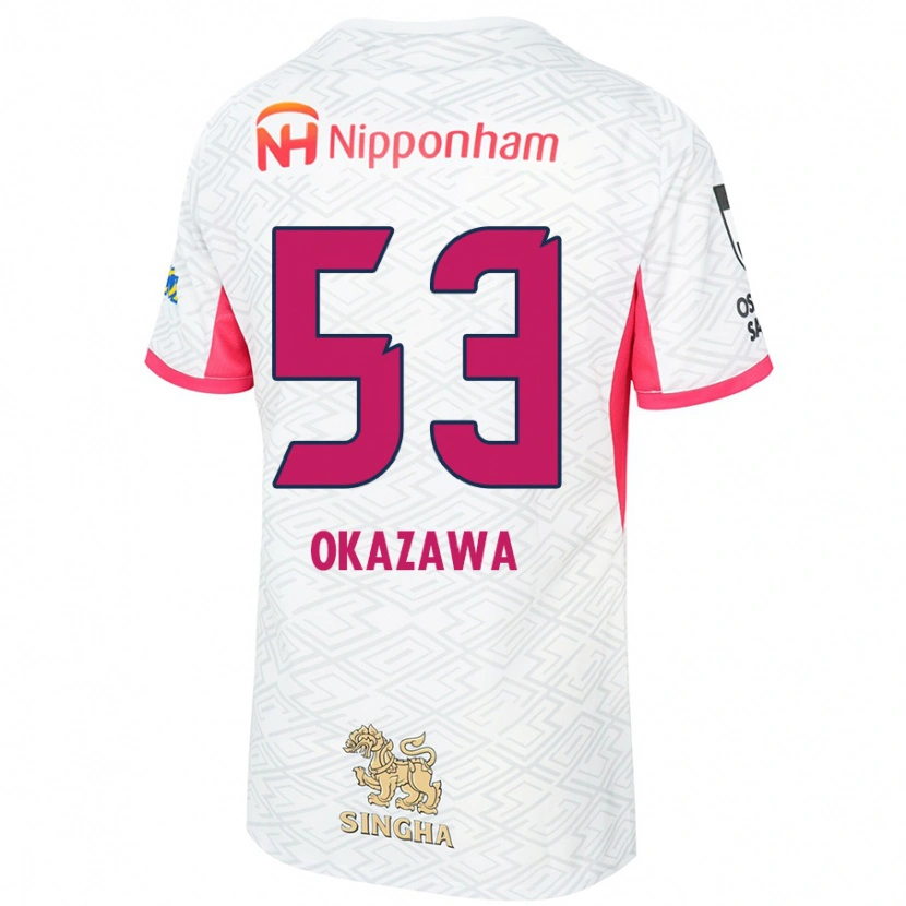 Danxen Mulher Camisola Kosei Okazawa #53 Branco Rosa Sakura Alternativa 2025/26 Camisa