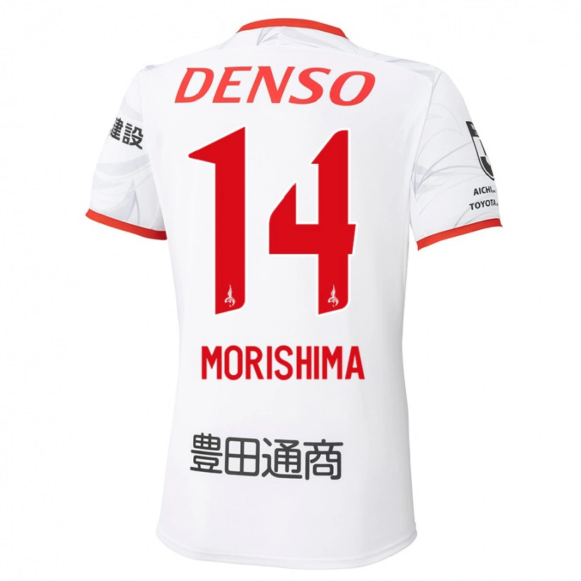 Danxen Mulher Camisola Tsukasa Morishima #14 Branco Vermelho Alternativa 2025/26 Camisa