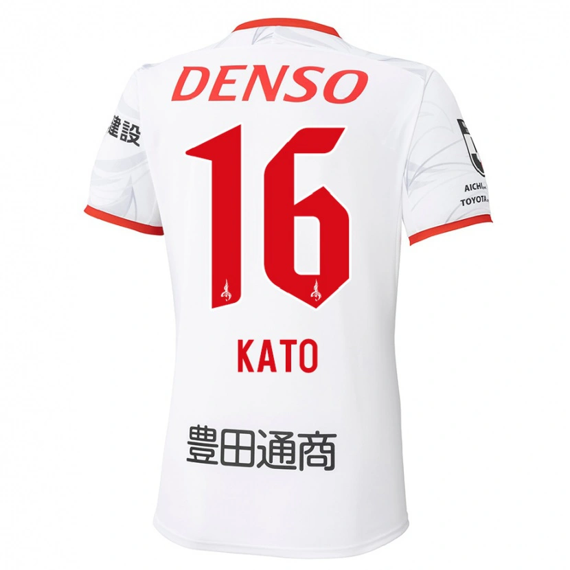 Danxen Mulher Camisola Naotaro Kato #16 Branco Vermelho Alternativa 2025/26 Camisa