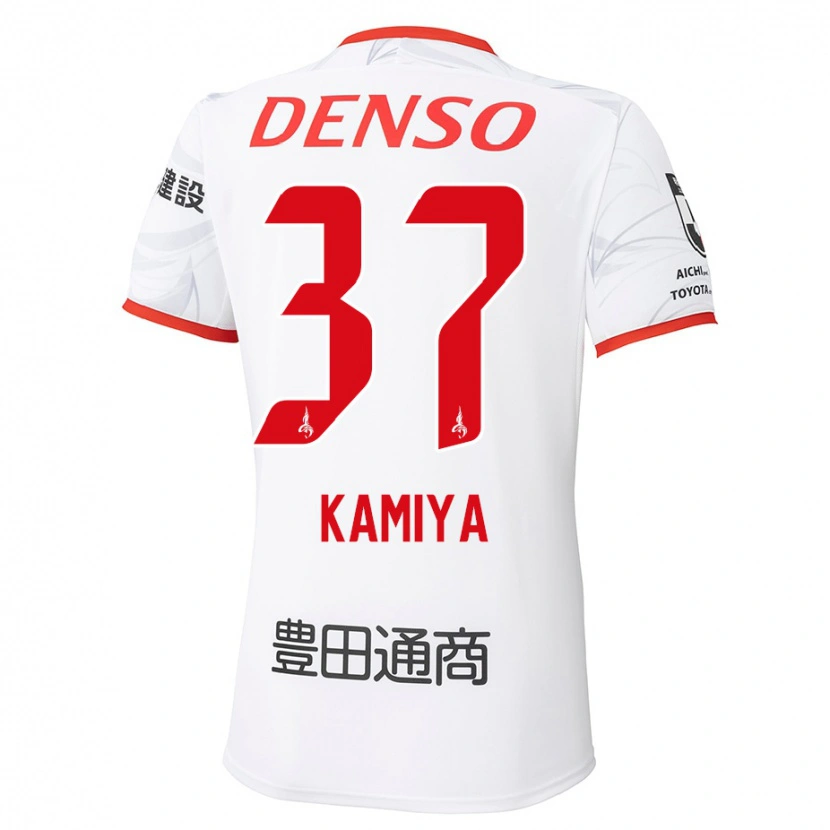 Danxen Mulher Camisola Kiichi Kamiya #37 Branco Vermelho Alternativa 2025/26 Camisa