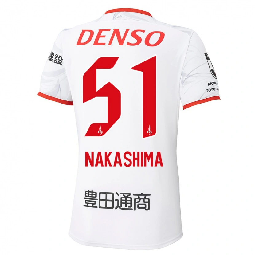 Danxen Mulher Camisola Shinichiro Nakashima #51 Branco Vermelho Alternativa 2025/26 Camisa