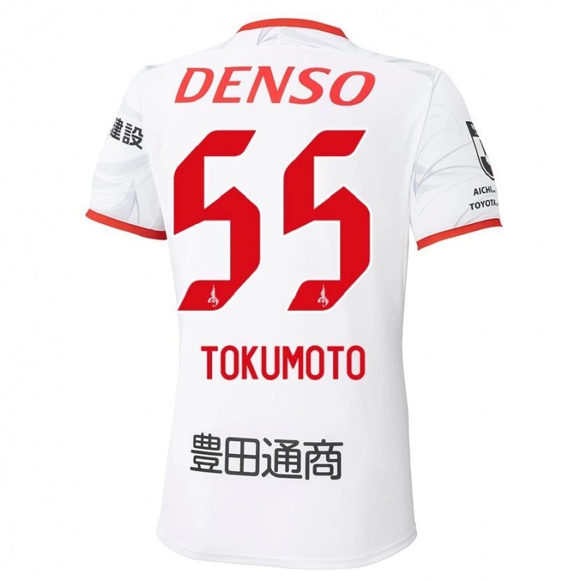 Danxen Mulher Camisola Shuhei Tokumoto #55 Branco Vermelho Alternativa 2025/26 Camisa