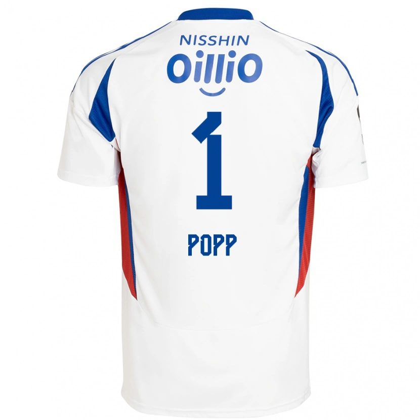 Danxen Mulher Camisola William Popp #1 Branco Azul Royal Alternativa 2025/26 Camisa