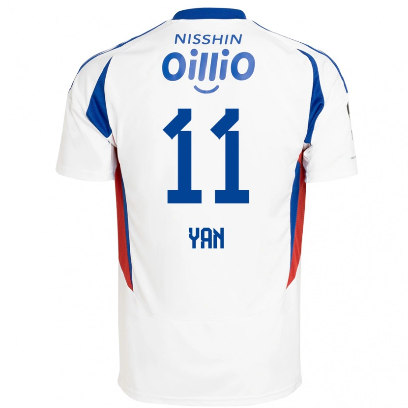 Danxen Mulher Camisola Yan Matheus #11 Branco Azul Royal Alternativa 2025/26 Camisa