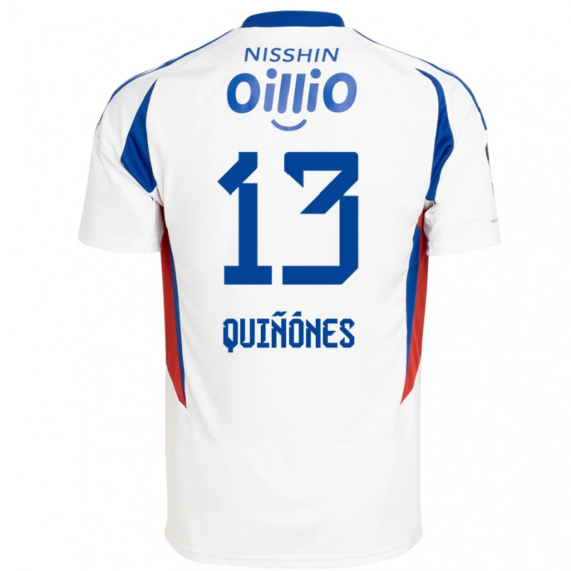 Danxen Mulher Camisola Jeison Quiñónes #13 Branco Azul Royal Alternativa 2025/26 Camisa