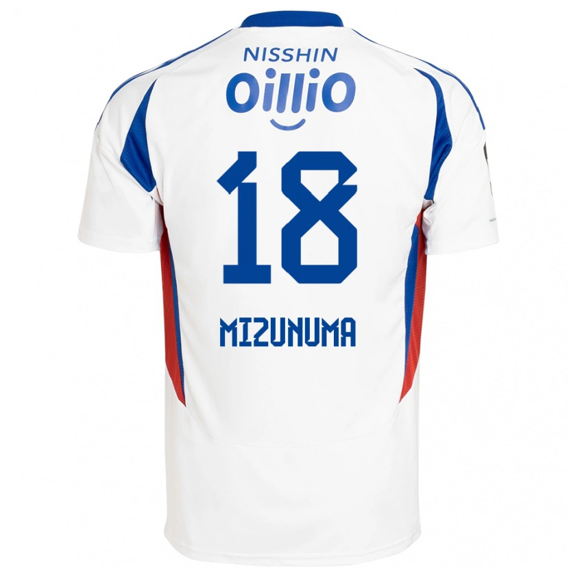 Danxen Mulher Camisola Kota Mizunuma #18 Branco Azul Royal Alternativa 2025/26 Camisa