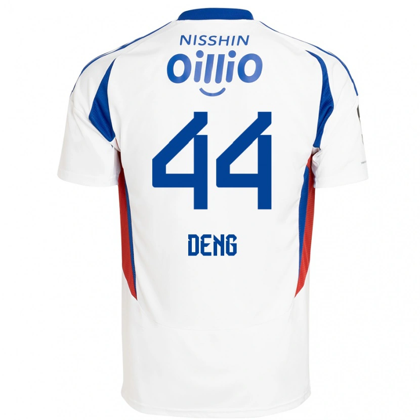 Danxen Mulher Camisola Thomas Deng #44 Branco Azul Royal Alternativa 2025/26 Camisa