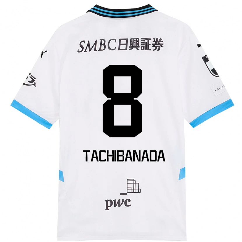 Danxen Mulher Camisola Kento Tachibanada #8 Branco Azul Celeste Alternativa 2025/26 Camisa