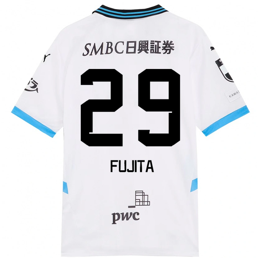 Danxen Mulher Camisola Asuto Fujita #29 Branco Azul Celeste Alternativa 2025/26 Camisa