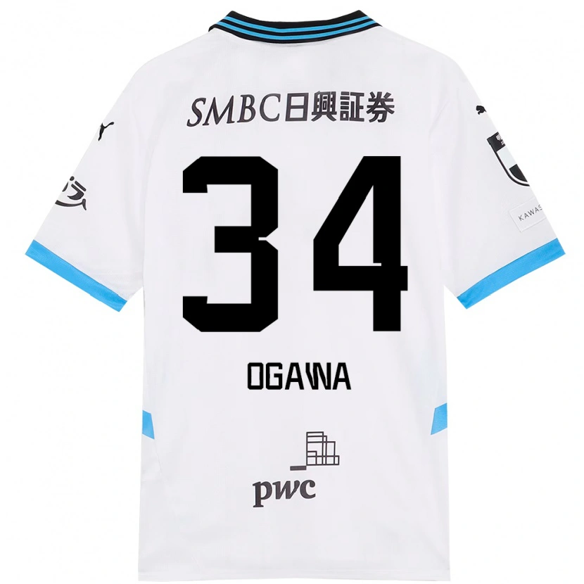 Danxen Mulher Camisola Hiroto Ogawa #34 Branco Azul Celeste Alternativa 2025/26 Camisa