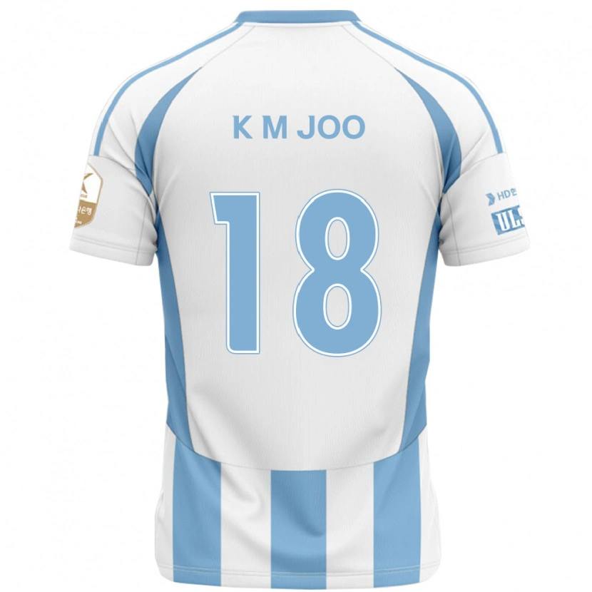 Danxen Mulher Camisola Min-Kyu Joo #18 Branco Azul Celeste Alternativa 2025/26 Camisa