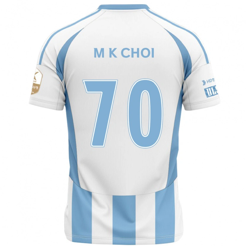 Danxen Mulher Camisola Kang-Min Choi #70 Branco Azul Celeste Alternativa 2025/26 Camisa