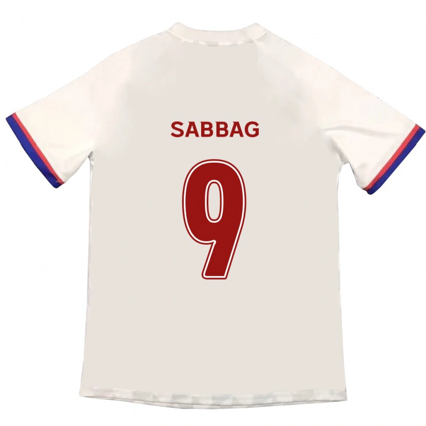 Danxen Mulher Camisola Pablo Sabbag #9 Branco Sujo Vermelho Alternativa 2025/26 Camisa