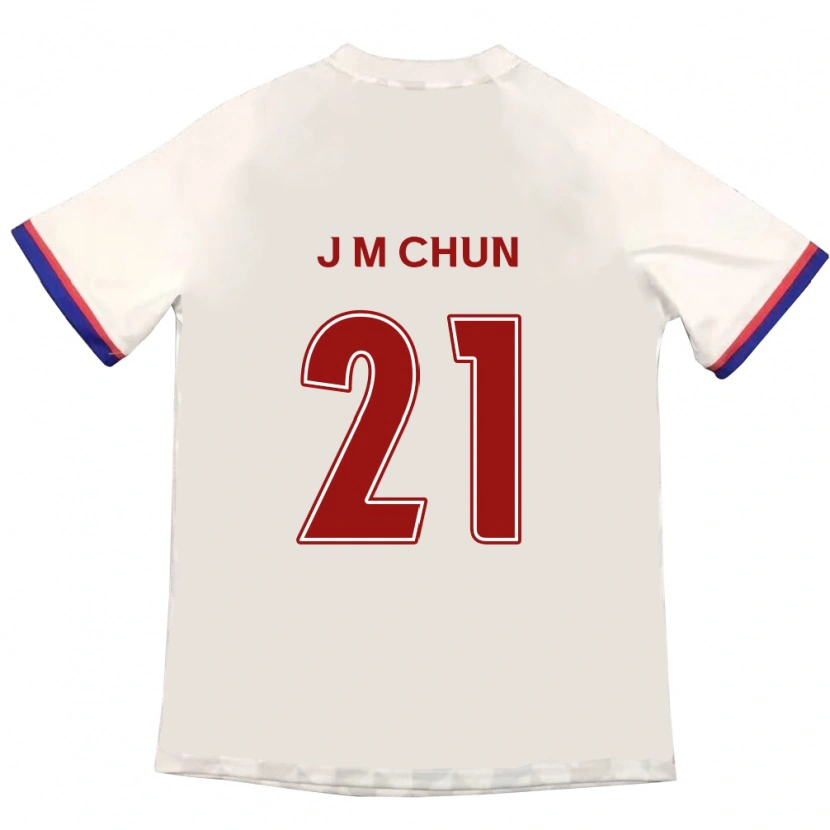 Danxen Mulher Camisola Jae-Min Chun #21 Branco Sujo Vermelho Alternativa 2025/26 Camisa