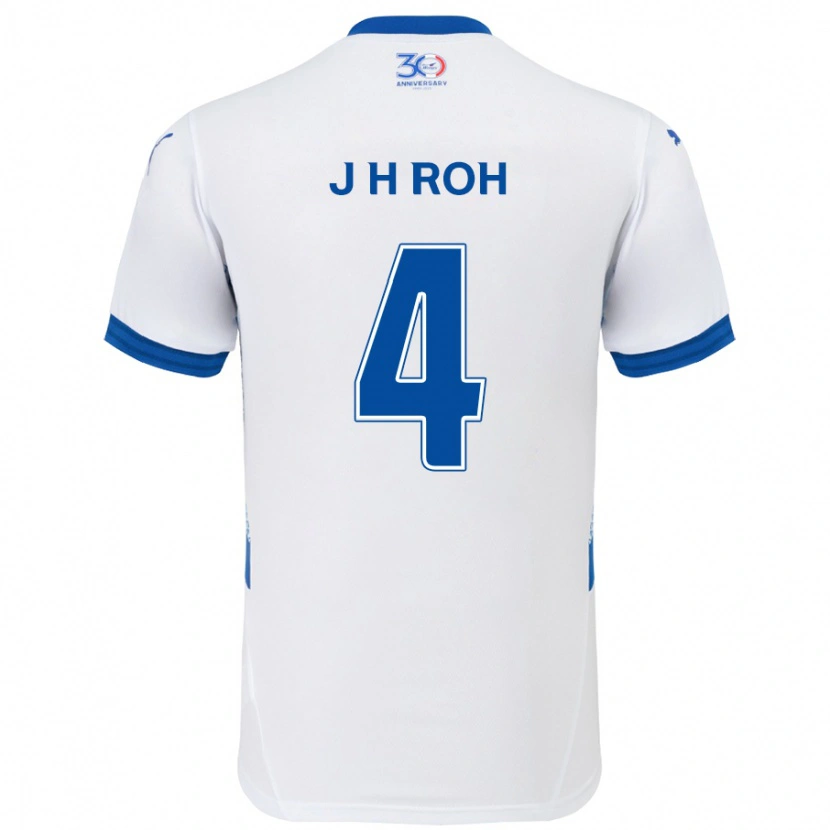 Danxen Mulher Camisola Hyun-Jun Roh #4 Branco Azul Royal Alternativa 2025/26 Camisa