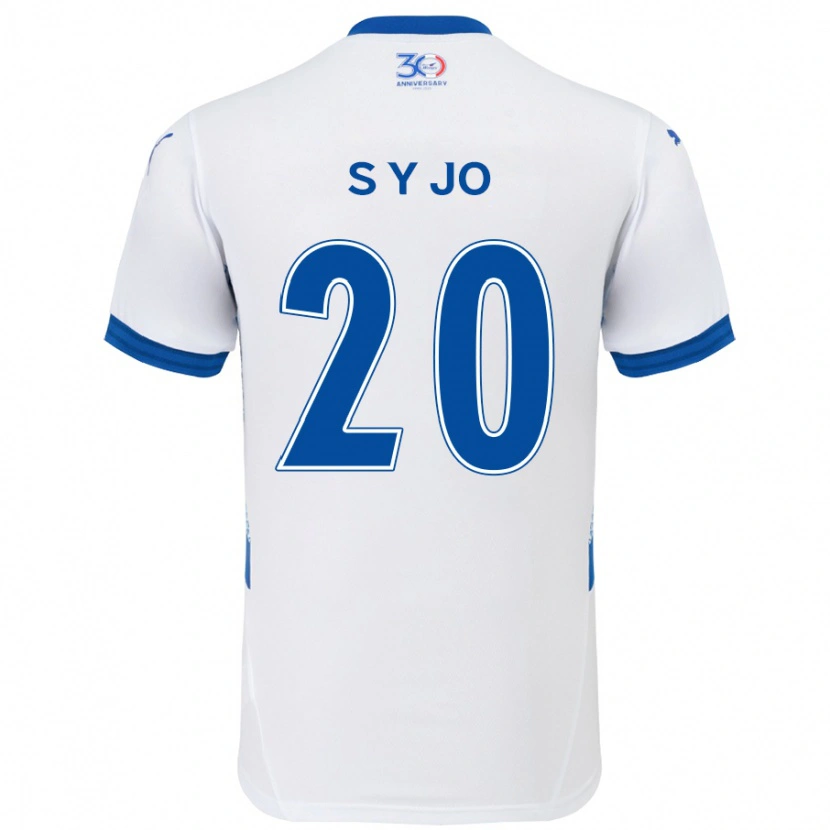 Danxen Mulher Camisola Yun-Seong Jo #20 Branco Azul Royal Alternativa 2025/26 Camisa