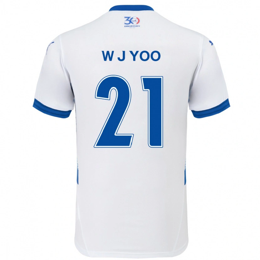 Danxen Mulher Camisola Jin-Wook Yoo #21 Branco Azul Royal Alternativa 2025/26 Camisa