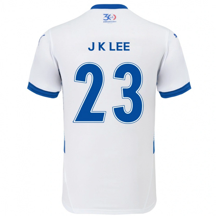Danxen Mulher Camisola Ki-Je Lee #23 Branco Azul Royal Alternativa 2025/26 Camisa