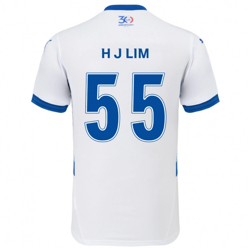 Danxen Mulher Camisola Ji-Hoon Lim #55 Branco Azul Royal Alternativa 2025/26 Camisa