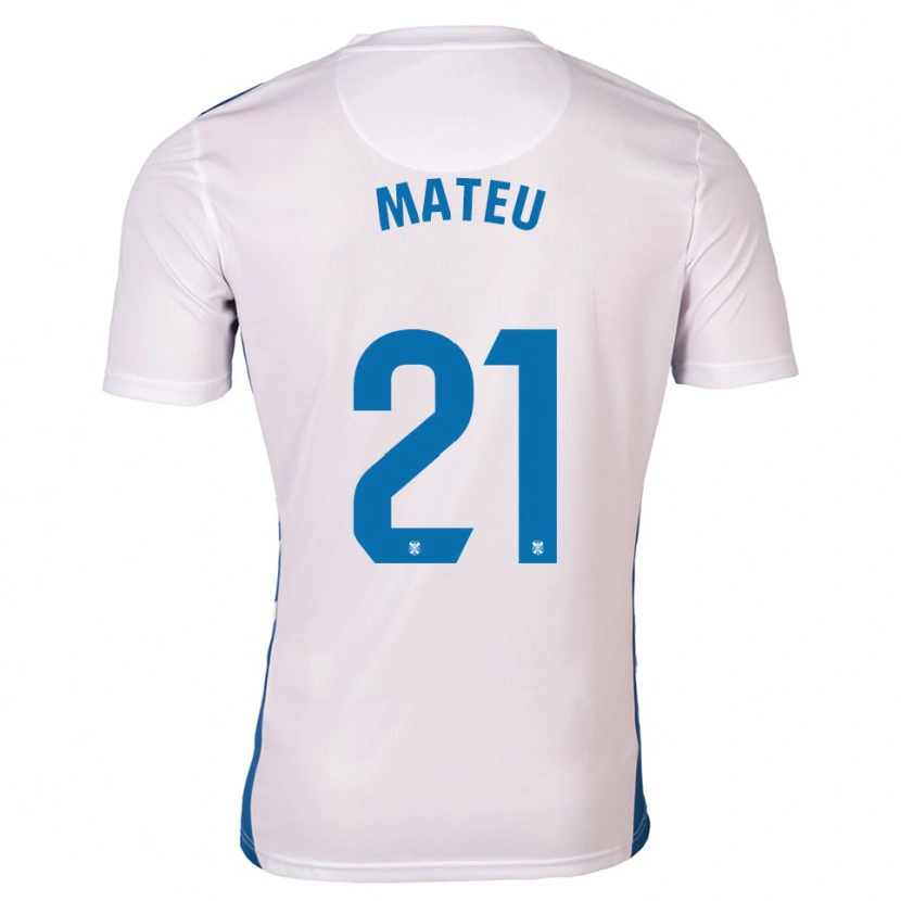Danxen Mulher Camisola Marc Mateu #21 Branco Azul Principal 2025/26 Camisa