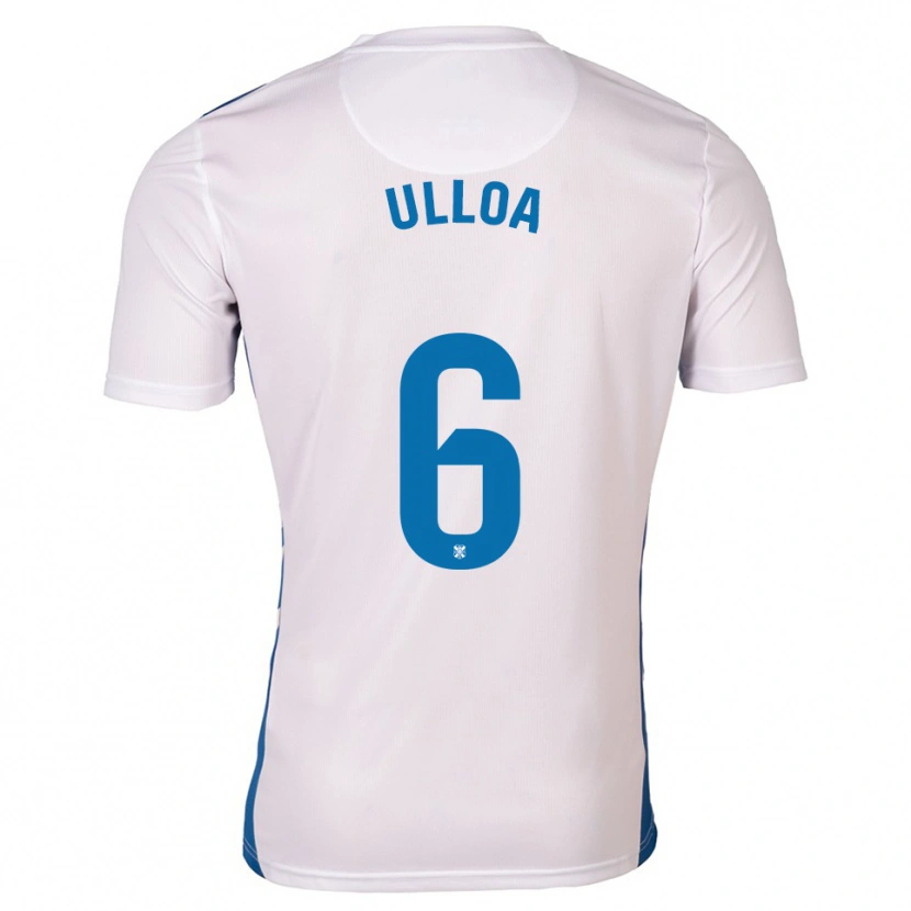 Danxen Mulher Camisola Alberto Ulloa #6 Branco Azul Principal 2025/26 Camisa