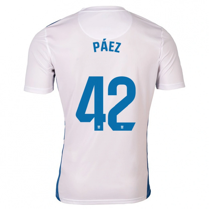 Danxen Mulher Camisola David Páez #42 Branco Azul Principal 2025/26 Camisa