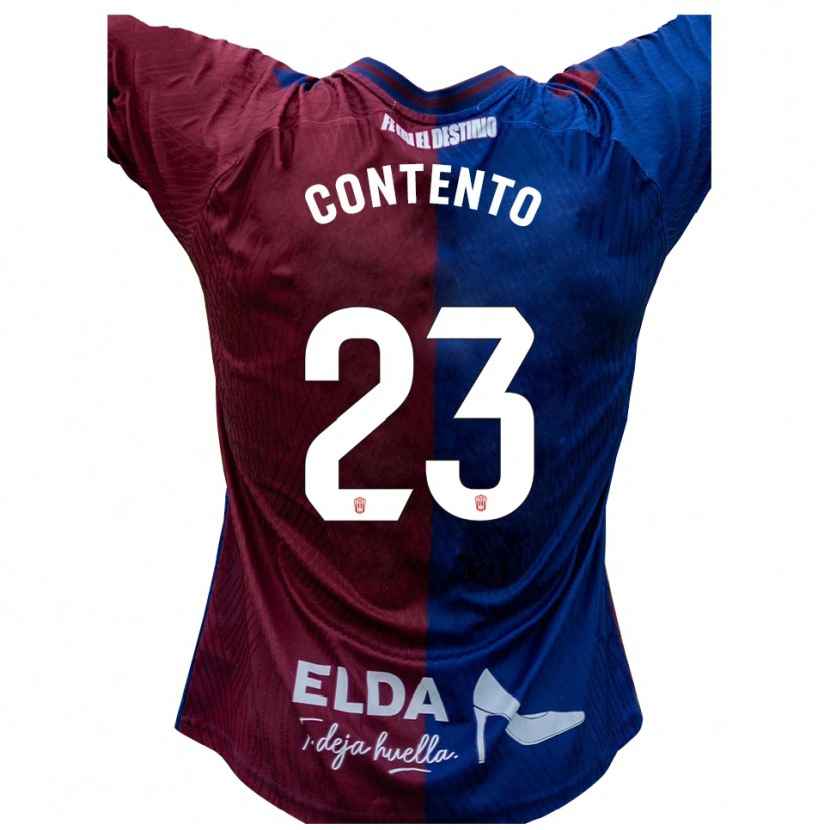 Danxen Mulher Camisola Mateo Contento #23 Azul Vermelho Principal 2025/26 Camisa
