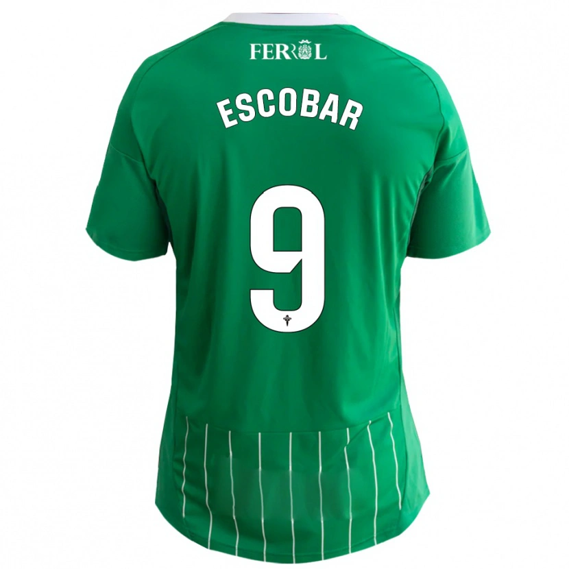 Danxen Mulher Camisola Antón Escobar #9 Verde Branco Principal 2025/26 Camisa