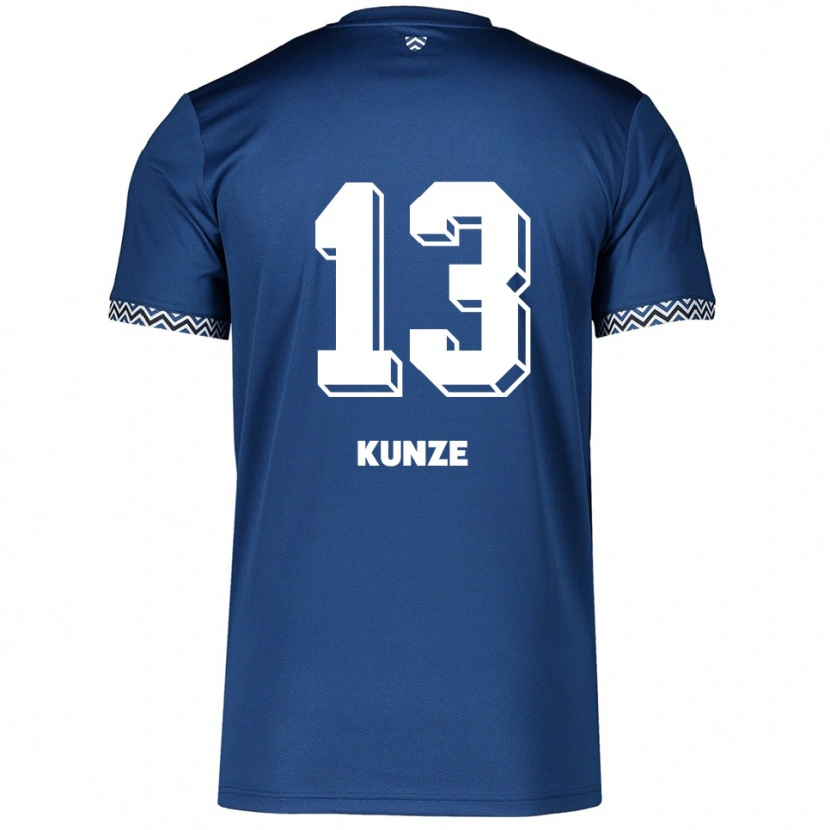 Danxen Mulher Camisola Lukas Kunze #13 Azul Marinho Branco Principal 2025/26 Camisa