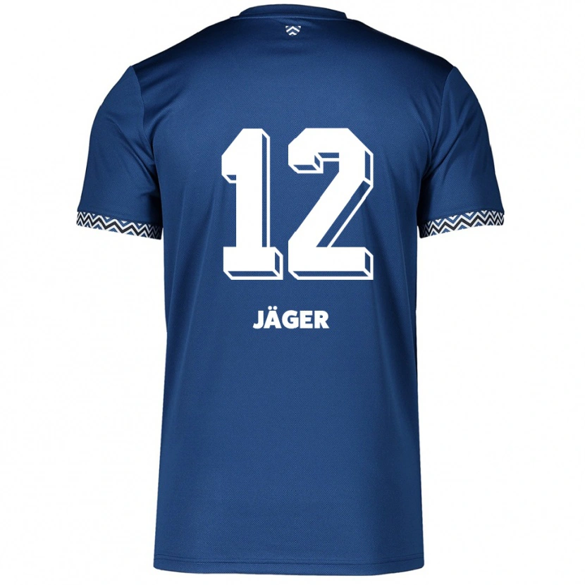 Danxen Mulher Camisola Mino Jäger #12 Azul Marinho Branco Principal 2025/26 Camisa