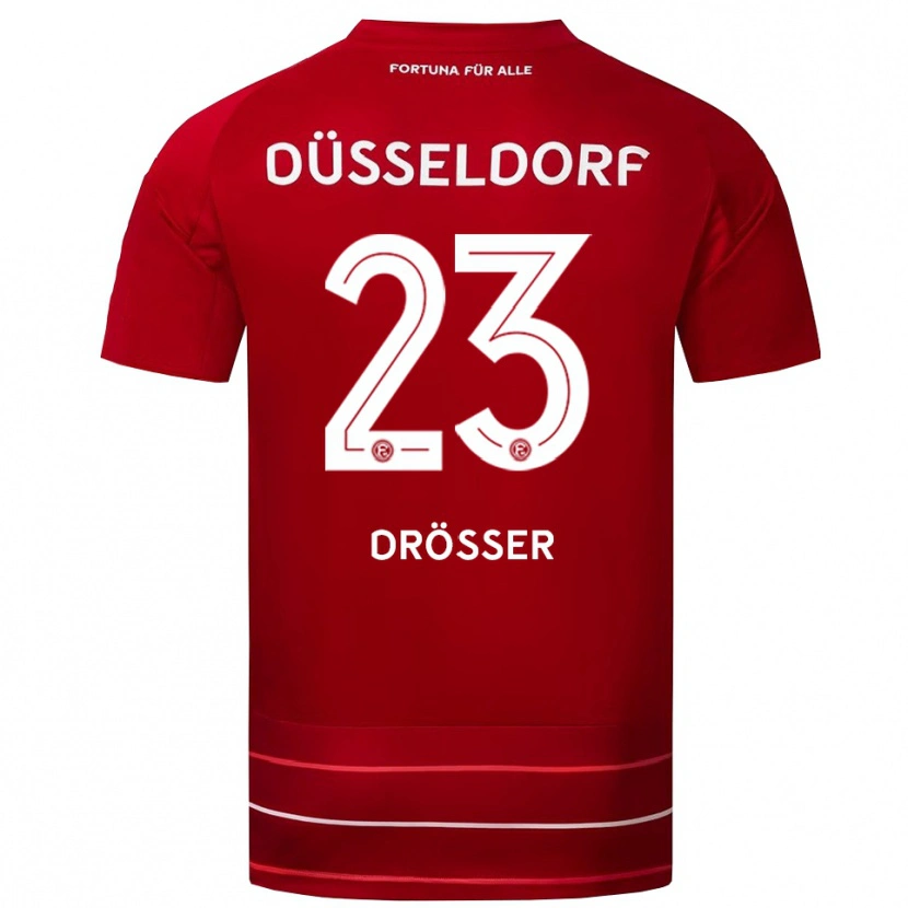 Danxen Mulher Camisola Luke Drösser #23 Vermelho Branco Principal 2025/26 Camisa