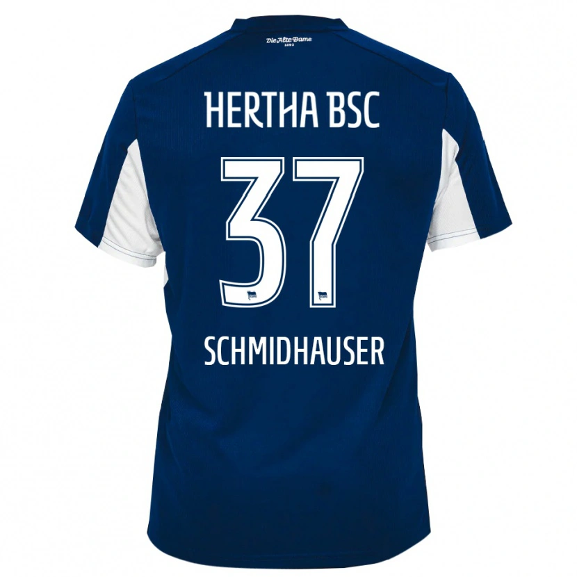 Danxen Mulher Camisola Oliver Schmidhauser #37 Branco Azul Principal 2025/26 Camisa