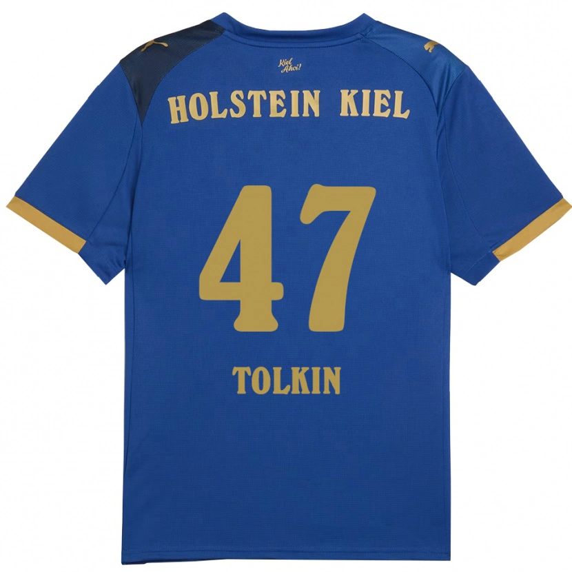 Danxen Mulher Camisola John Tolkin #47 Azul Dourado Principal 2025/26 Camisa