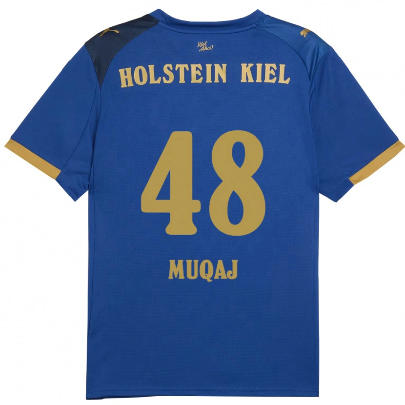 Danxen Mulher Camisola Hamza Muqaj #48 Azul Dourado Principal 2025/26 Camisa