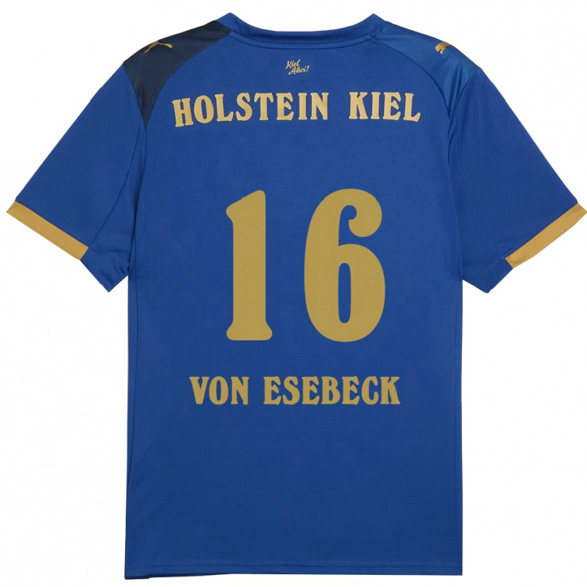 Danxen Mulher Camisola Oskar Von Esebeck #16 Azul Dourado Principal 2025/26 Camisa