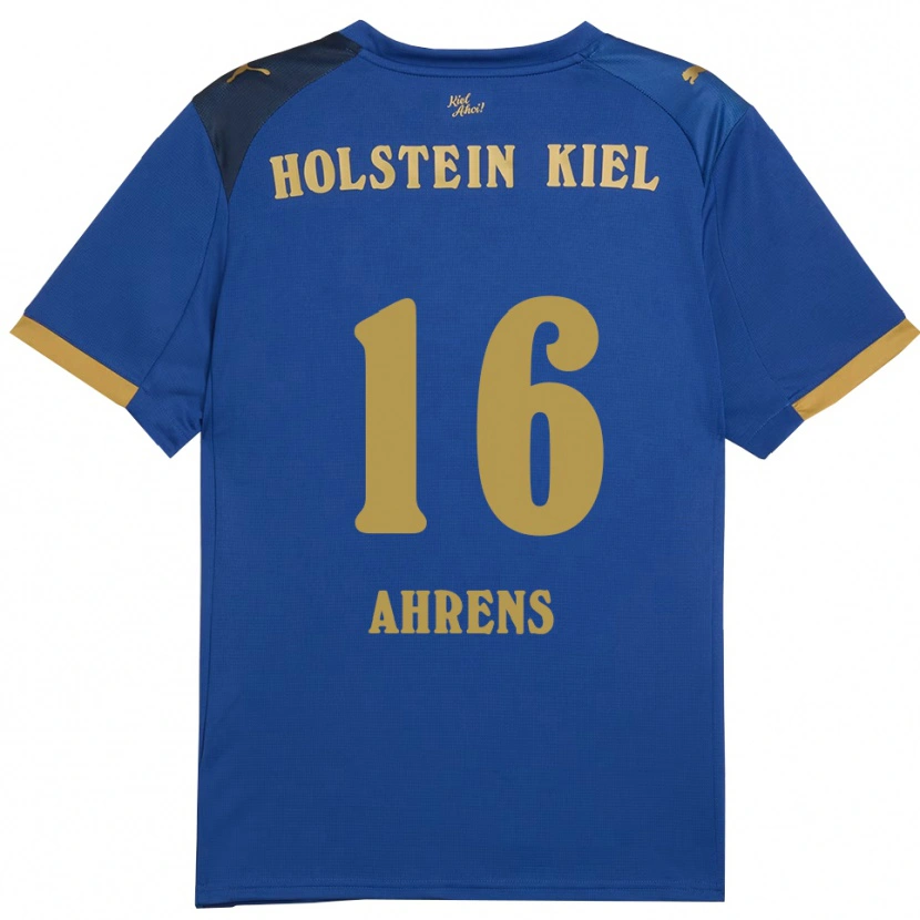 Danxen Mulher Camisola Jonas Ahrens #16 Azul Dourado Principal 2025/26 Camisa