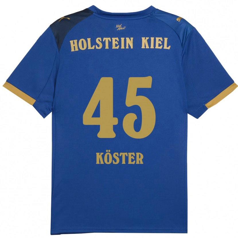 Danxen Mulher Camisola Louis Köster #45 Azul Dourado Principal 2025/26 Camisa