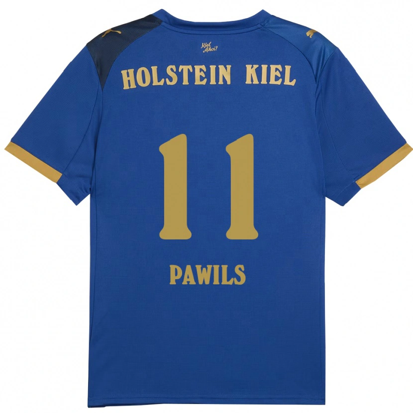 Danxen Mulher Camisola Jan-Luca Pawils #11 Azul Dourado Principal 2025/26 Camisa
