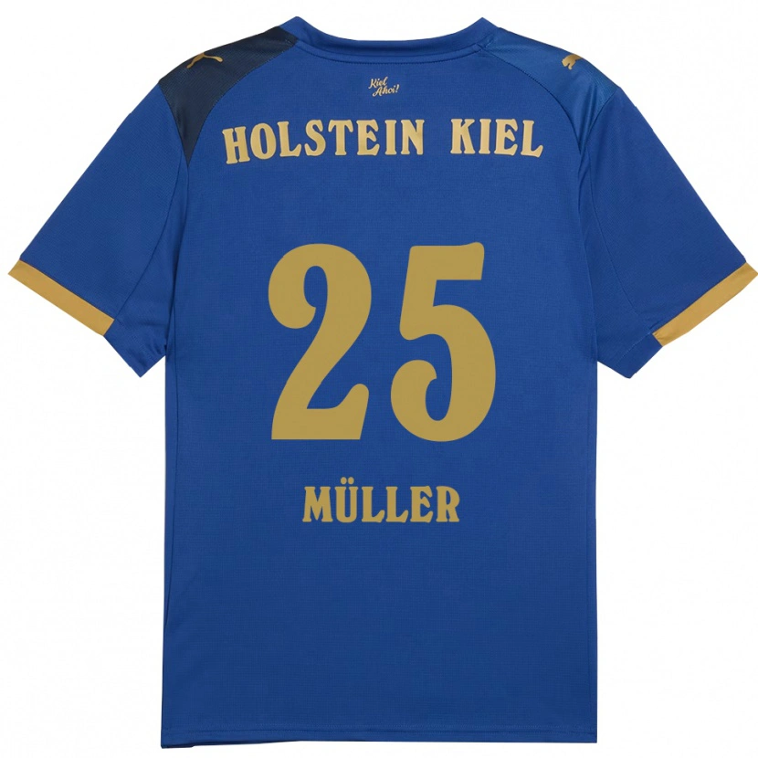 Danxen Mulher Camisola Marcus Müller #25 Azul Dourado Principal 2025/26 Camisa